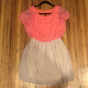 Pink and tan shirt sleeve dress